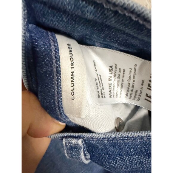 Le Jean Column Jean High Rise Wide Leg Raw Hem Cotton Stretch Blue Size 26 - Picture 6 of 8